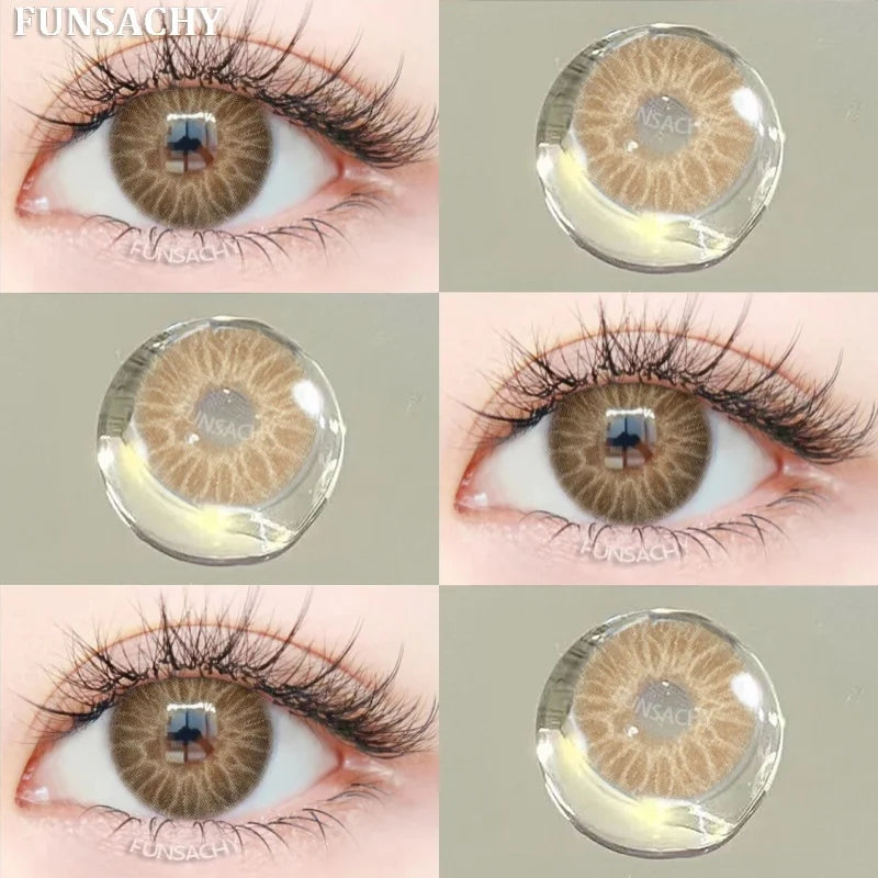 1pair Colorcon Contact Lenses Green Color Lens Natural Brown Eye Contacts Gray Pupils Beautiful Cosmetic Yearly Lenses