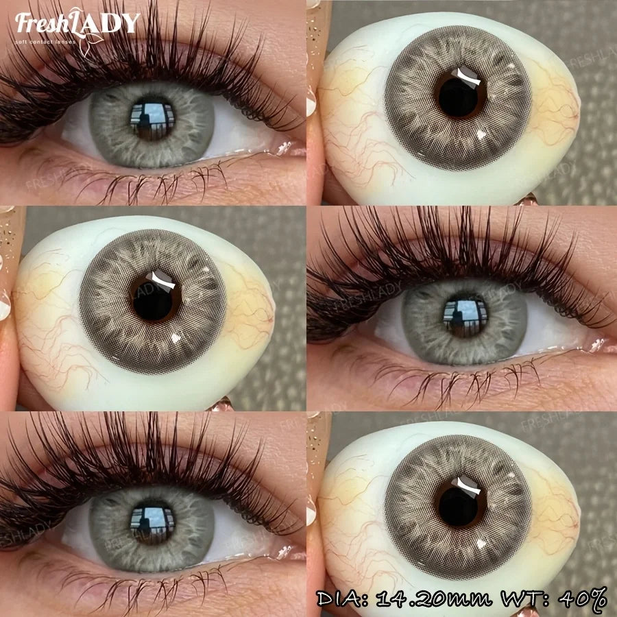 1 Pair Brown Colored Contact Lenses Natural Gray Pupils Eyes Contact lenses Green Soft Contact Lenses 14.20mm