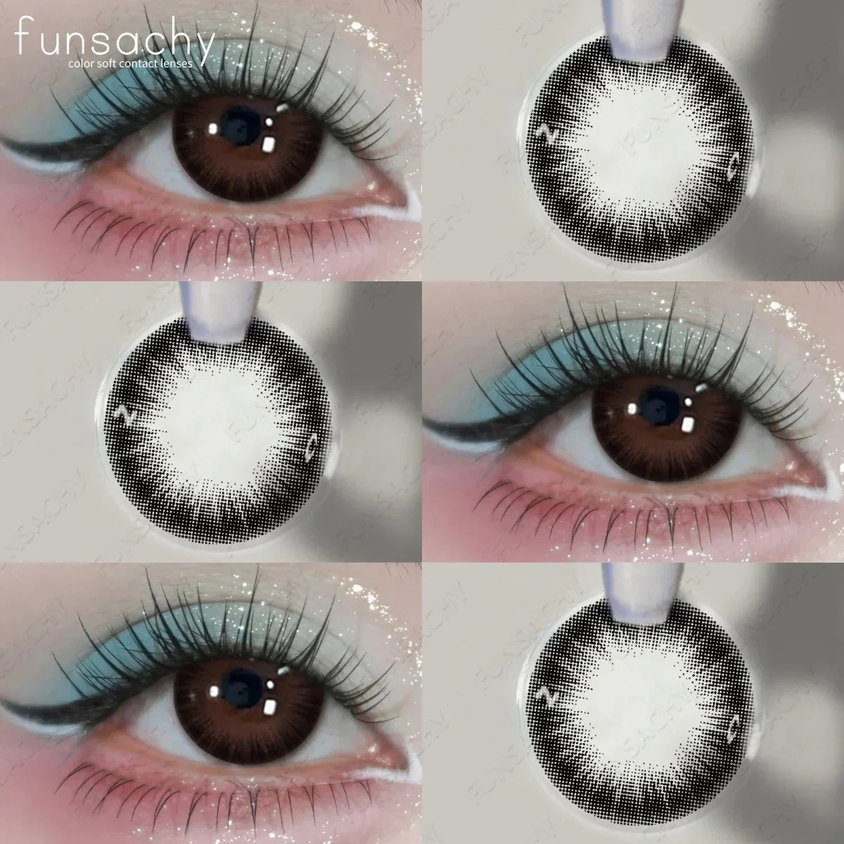 Blue Lenses with Prescription Myopia Colored Contact Lenses for Eye Cosmetic Eye Contacts Lens with Degree Yearly Pupil