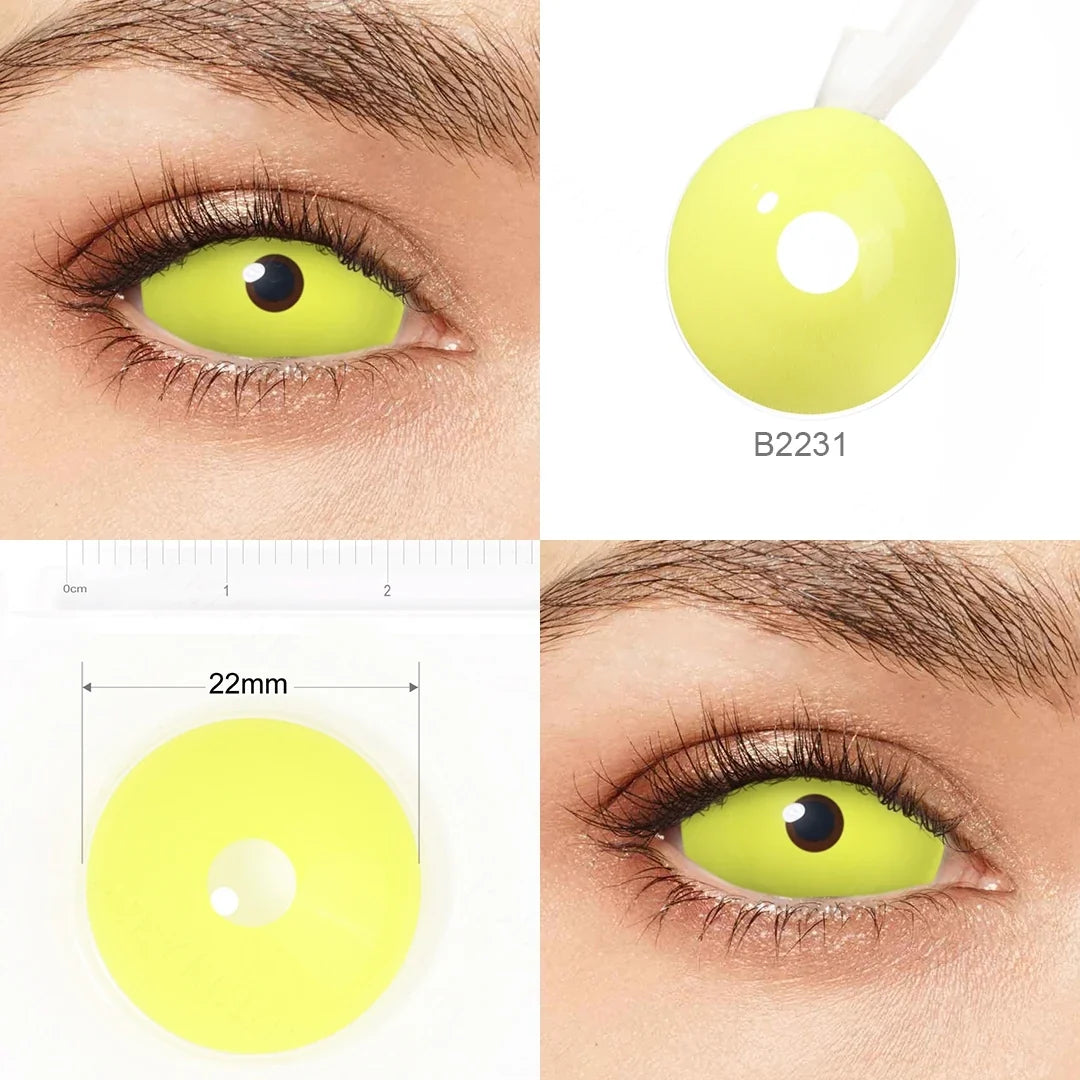 22mm Sclera Lens 2 Pieces Halloween Contact Lenses Cosplay Lens White Lenses Red Mesh Full Eye Crazy Lenses Accessories
