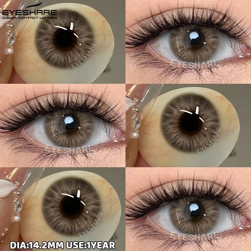 1pair/2pcs Blue Contact Lenses Color Contacts for Eyes Brown Eye Lenses Gray Lenses Yearly Cosmetic Makeup Eye Contacts