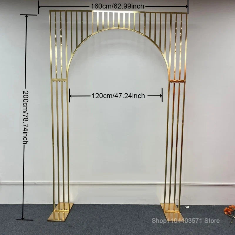 1pcs/3pcs Shining Gold Mirror Chuppah Acrylic Backdrop Stand for Wedding Decoration Flower Stand Walkway Pillar 2M/2.4M Tall