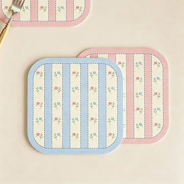 Sweet Korean Style Floral Table Mat Absorbent Non-Slip Heat Insulated Pad Lightweight Bowl Cup Coaster Girls Room Home Gift