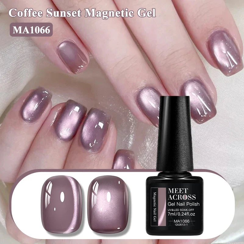Coffee Sunset Cat Magnetic Gel Nail Polish Glass Bead Ultral Shine Magnetic Semi Permanent Soak Off UV Gel Varnish Nail Supplies