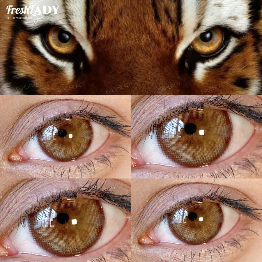1 Pair Plum Glow Series Colored Contact Lenses Natural Brown Pupils Eyes Contact lenses Gray Soft Contacts 14.20mm