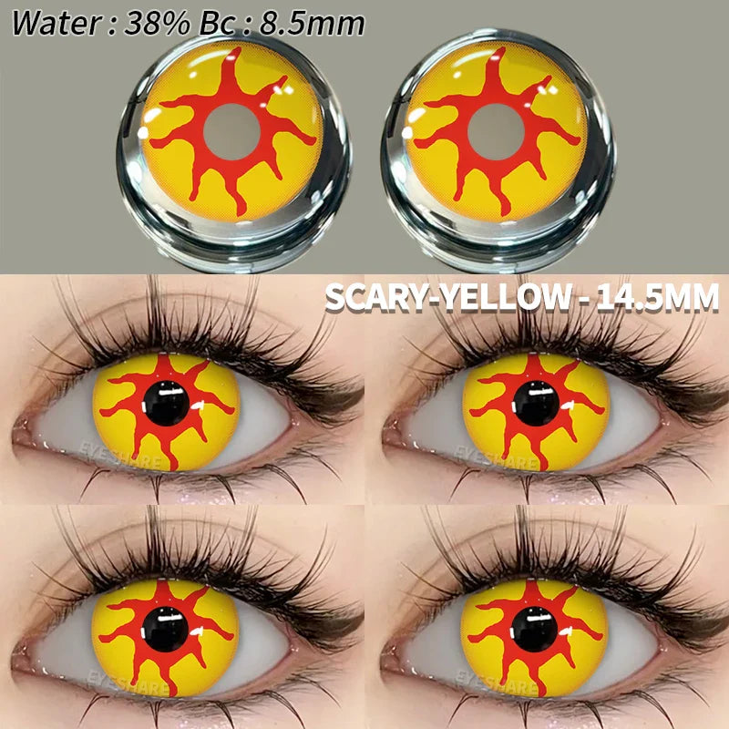 2pcs Halloween Colorful Contact Lenses Anime Cosplay Eye Lenses Multicolored Lenses Red Contact Lens Yellow Contacts