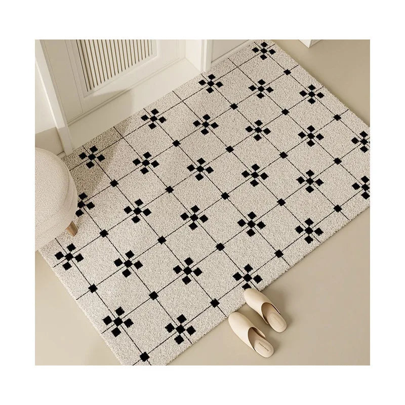 Modern Combination Of Small Squares Wire Loop Door Mat Waterproof Carpet Anti Slip Resistant To Dirt Bathroom Kitchen Carpet