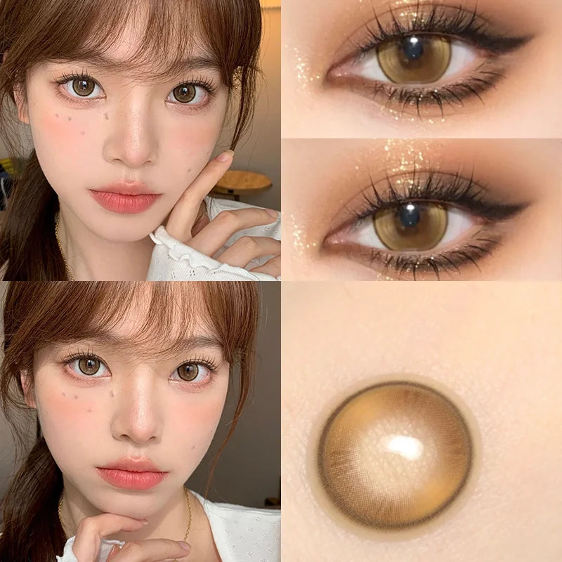 2pcs/pair Natural Contact Lenses for Eyes Brown Eye Beautiful Pupil Color Lens for Myopia Soft Comfortable Color Cosmetics New
