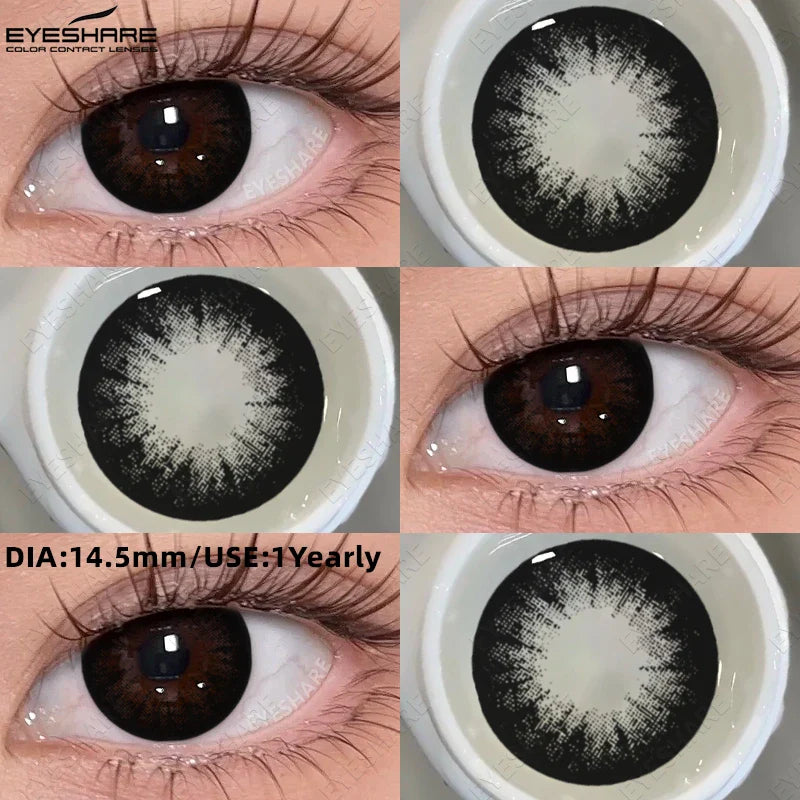 1 Pair Fashion Colored Contact Lenses Popular Natural Gray Brown Beauty Pupils Black Eyes Lens Yearly Blue Eyes Contact