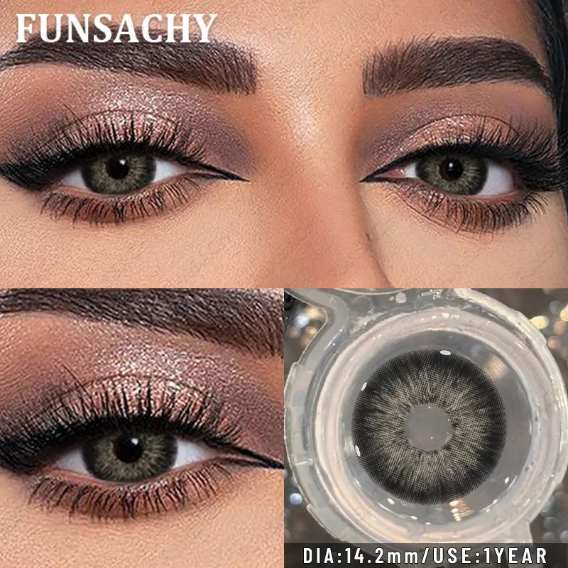 1 Pair Blue Color Contact Lenses for Eyes Women Makeup Pupils Natural Brown Gray Contact Lenses Beautiful Pupils Yearly
