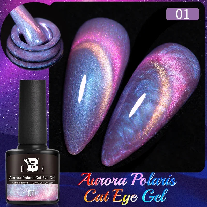 7.5ml Golden Gradient Cat Eye Nail Polish Gel Phototherapeutic Gel Soak Off Nail Magnetic Gel Polish Nail Art DlY