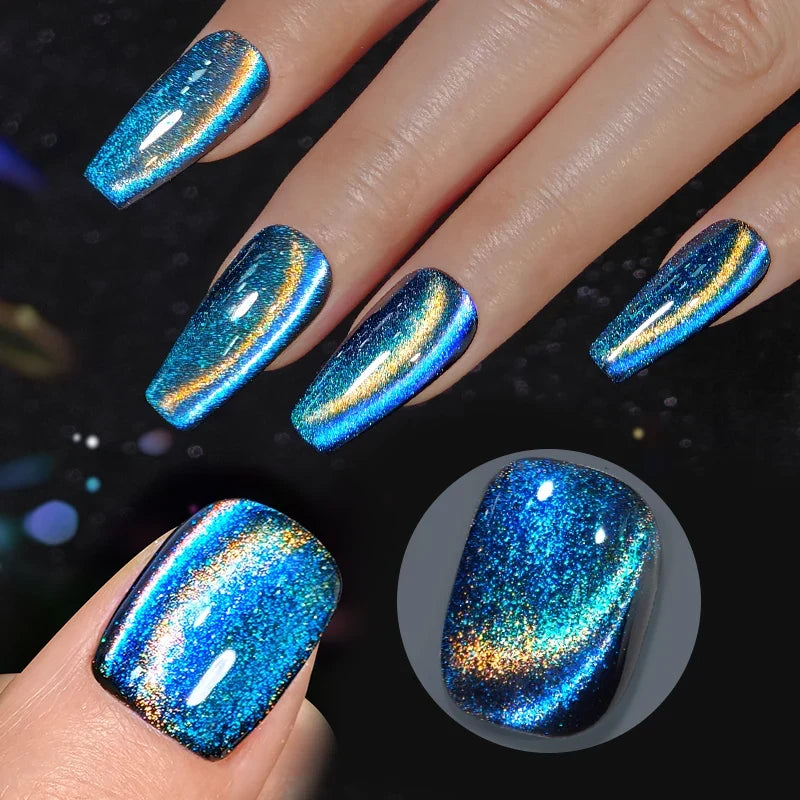 Pink Light Flow Cat Magnetic Gel Nail Polish 10ml Holographics Shining Line Magnetic Long Lasting DIY Salon Varinsh