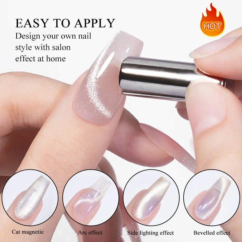 10ml Leopard Cat Magnetic Eye Gel Nail Polish Autumn Night Coffee Brown Glass Beads Soak Off UV LED Manicure Nail Ar