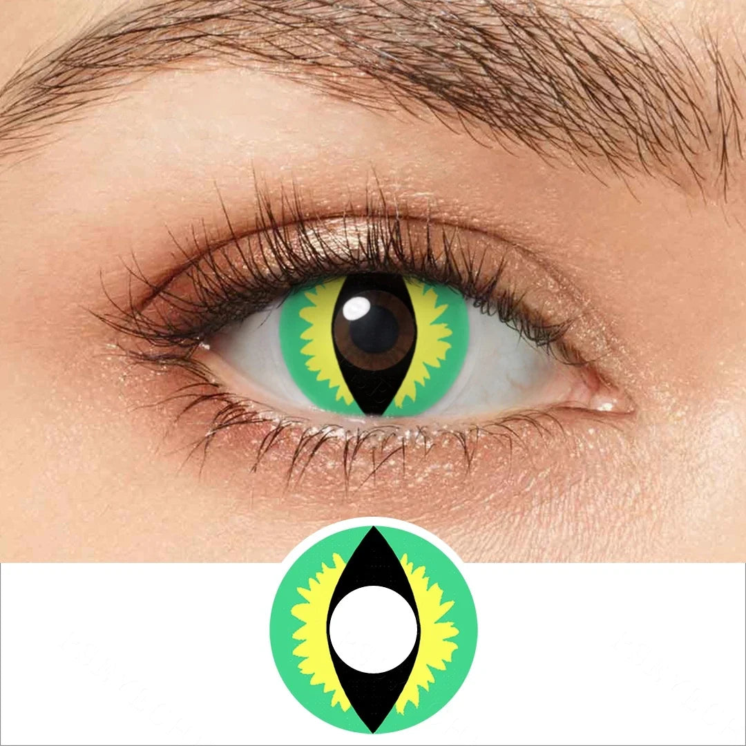 Yearly Use Halloween Contact Lenses For Cosplay Contact Lens Dragon Eye Lens Red/Pink Color Contact Lenses 14.0mm 8.5mm