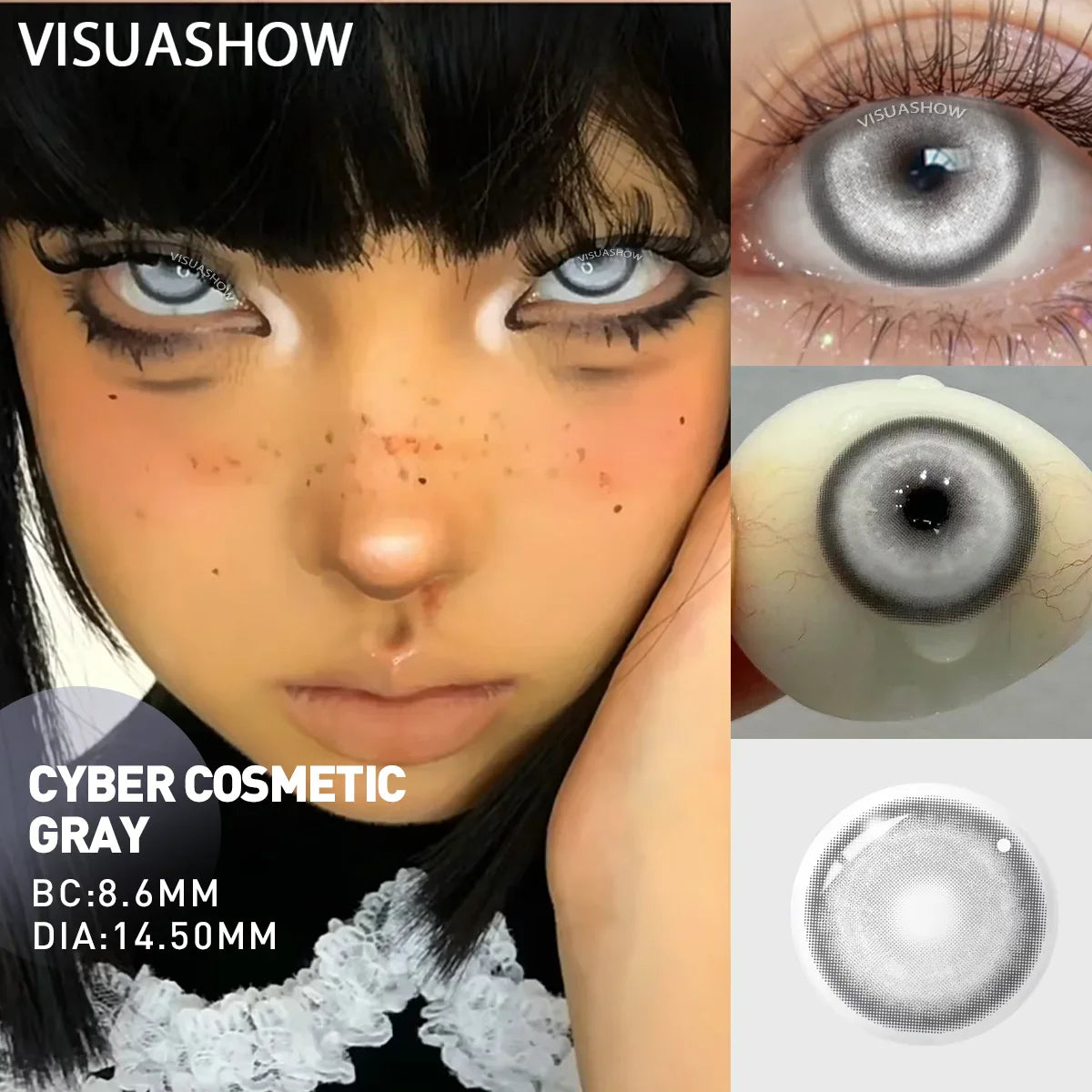 Moco Jelly Grey Colored Contact Lenses for Eyes 1pair Contacts Pink Purple Lens Cosplay Lenses Halloween Lens  Yearly