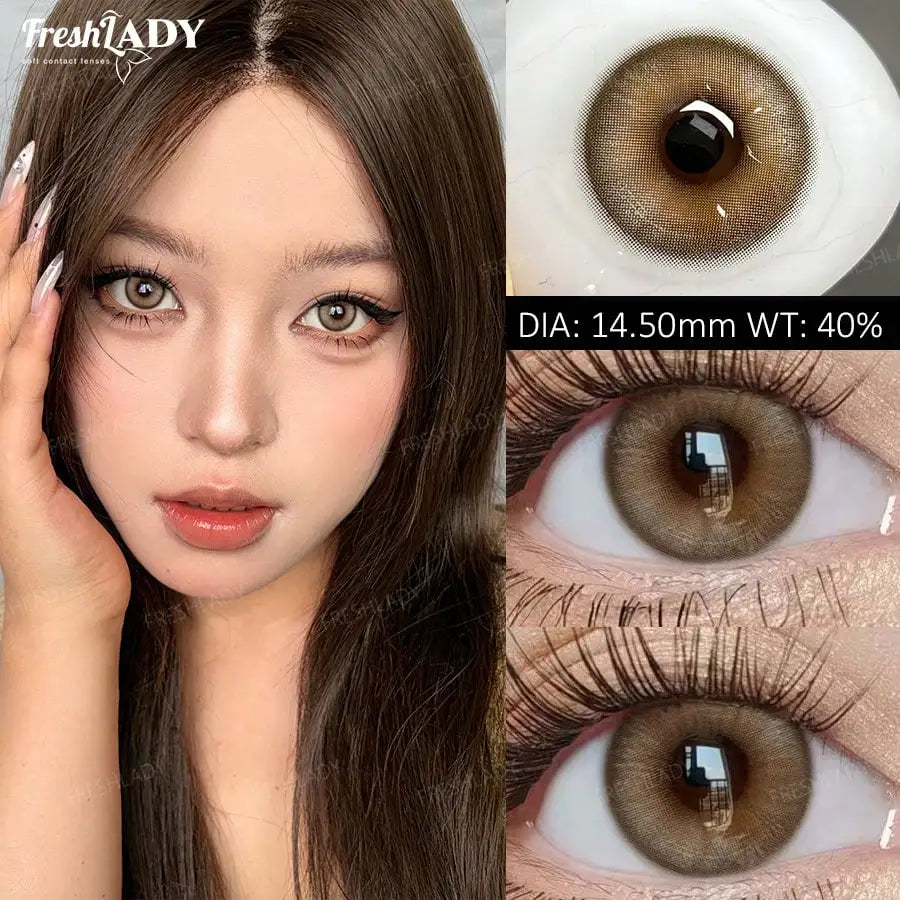2pcs Glaze Series Colored Contact Lenses Natural Brown Pupils Blue Eyes Lenses Gray Soft Contact Lenses 14.50mm Yearly