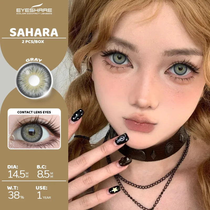 1pair/2pcs Blue Contact Lenses Color Contacts for Eyes Brown Eye Lenses Gray Lenses Yearly Cosmetic Makeup Eye Contacts