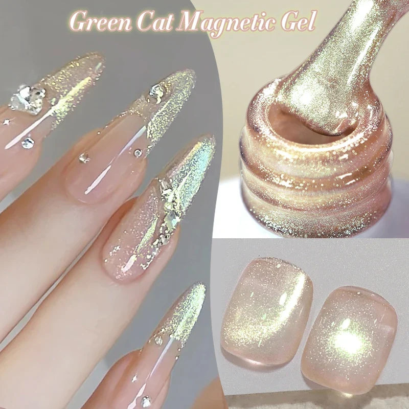 Pink Light Flow Cat Magnetic Gel Nail Polish 10ml Holographics Shining Line Magnetic Long Lasting DIY Salon Varinsh