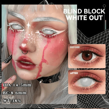 Eye Eyes Color Contacts Colored Contact Lenses Lens Pupil Enlarging Cosplay Anime Black White Blind 2Pcs 1 Year Yearly