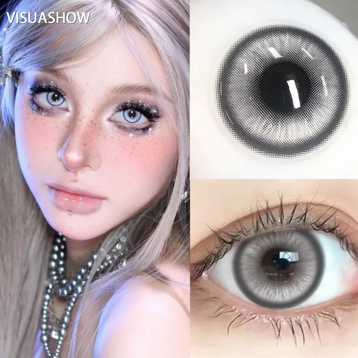 Moco Jelly Grey Colored Contact Lenses for Eyes 1pair Contacts Pink Purple Lens Cosplay Lenses Halloween Lens  Yearly