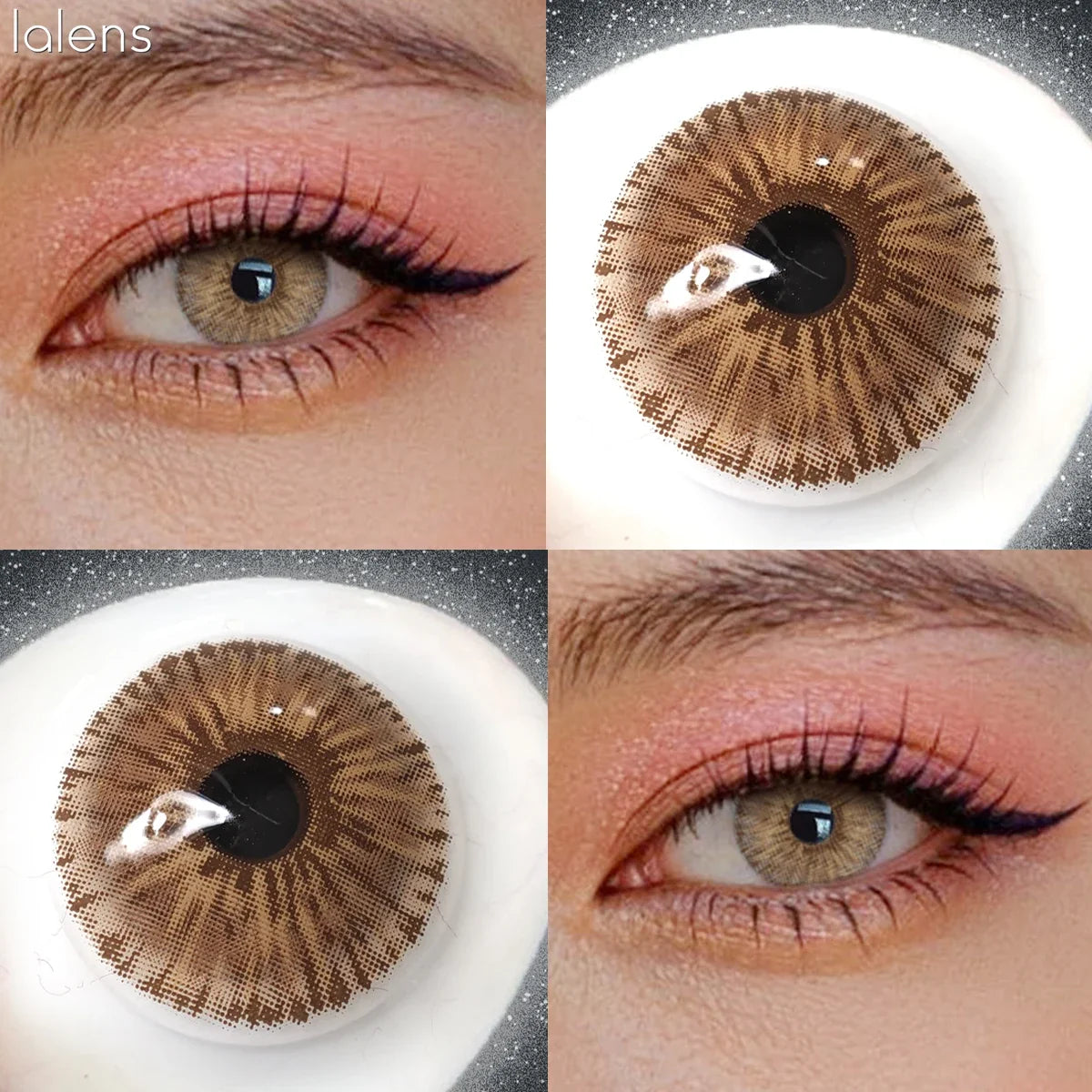 14.2mm Angeles Brown Colored Contact Lenses Half Yearly Cosmetic Eyewear Soft Lens for Daily Eye Beauty Makeup Contacts