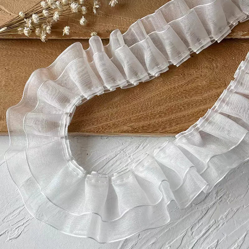 White Lace Lace Ribbons Accessories Lace Trim Handmade DIY Extended Clothes Pleated Sewing Decorative Fabric Skirt Hem Fabric