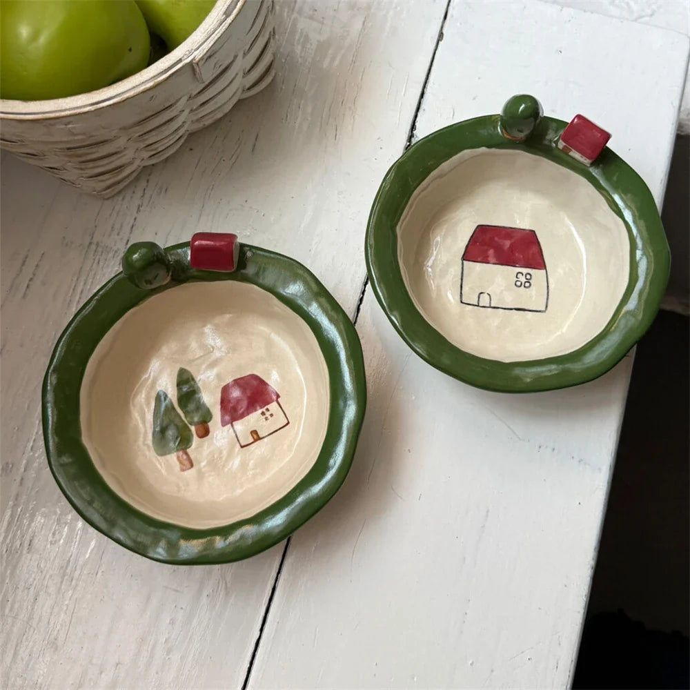 Cartoon Cute And Fun Tableware Kitchen Supplies Cartoon House Printing 3D Decoration Yogurt Breakfast Bowl Christmas Gift Plate