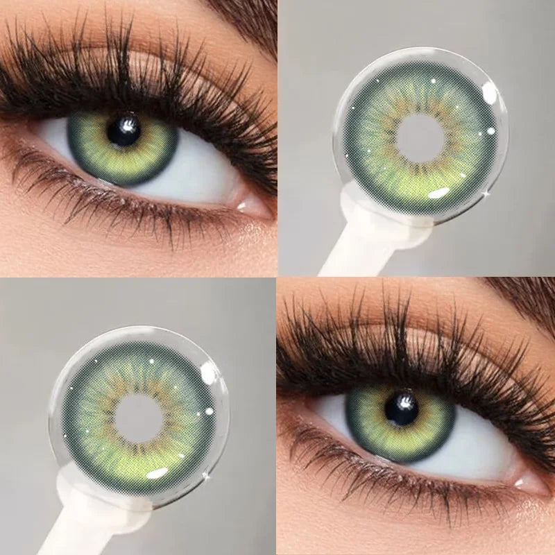 1 Pair Colorful Contact Lenses for Eyes Gold Eye Anime Cosplay Lenses With Prescription Myopia Lenses Green Iris Lens