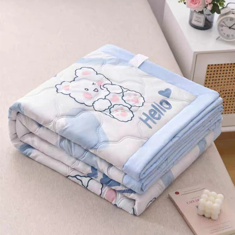 Daisy Print Spring Summer Quilt Queen Mechanical Wash Comfortable Comforter Single Double Blanket Quilts for Children Adults
