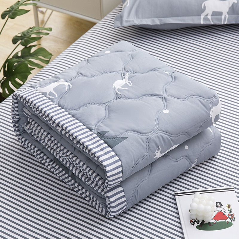 Daisy Print Spring Summer Quilt Queen Mechanical Wash Comfortable Comforter Single Double Blanket Quilts for Children Adults