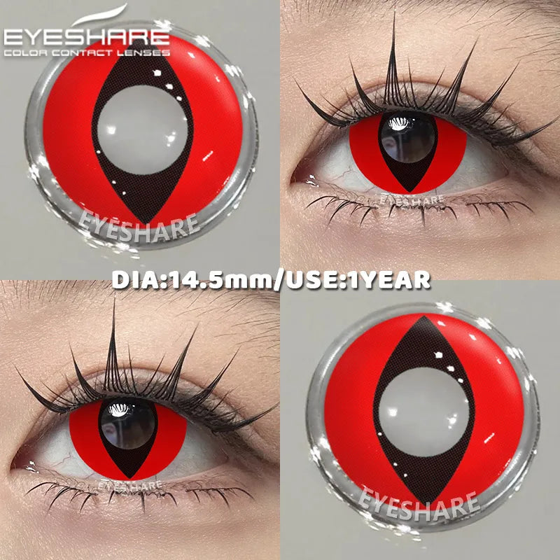 1 Pair red/white cosplay color contact lenses for eyes crazy Halloween Eye makeup Role playing Eye cosmetics color lens