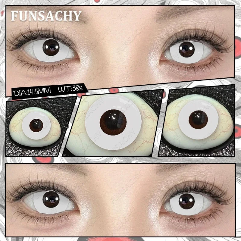 Cosplay Lenses White Black Contact Lenses for Halloween Party Makeup Contact Lens 14.0mm/14.5mm Anime Cosplay Softlens