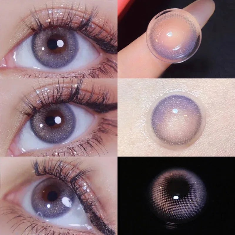 1 Pair Colored Contact Lenses with Myopia for Eyes Lenses Purple Pupils Beautiful Prescription Cosmetic Free Shipping