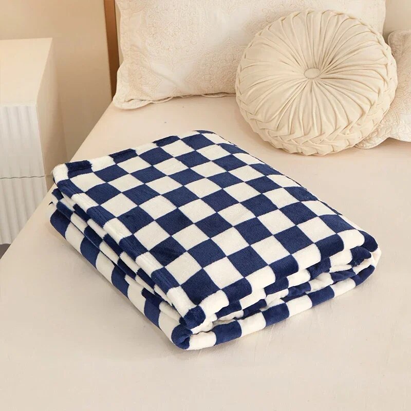 Ins Checkerboard Blanket Classic Plaid Sofa Blanket Spring and Summer Air Conditioning Blanket Office Nap Shawl Cushion Sofa