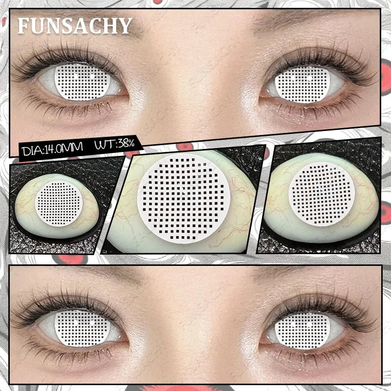Cosplay Lenses White Black Contact Lenses for Halloween Party Makeup Contact Lens 14.0mm/14.5mm Anime Cosplay Softlens