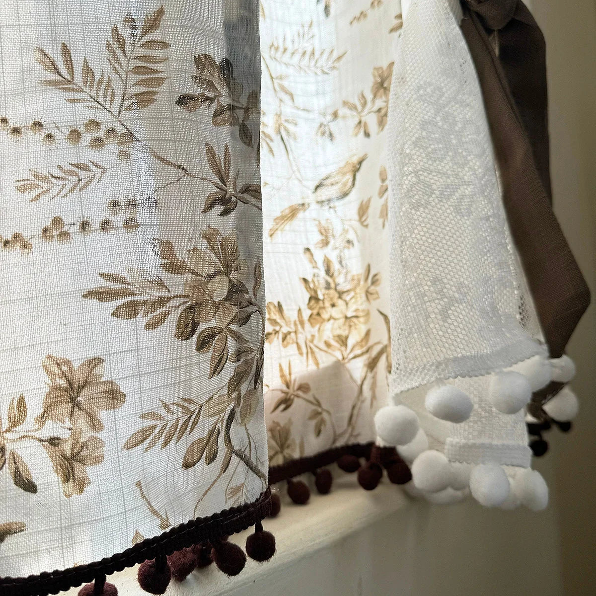 Retro White Ventilate Curtain Double-Layer Pure Cotton Kitchen Door Curtains Cafe Living Room Window Kitchen Half Curtain Decor