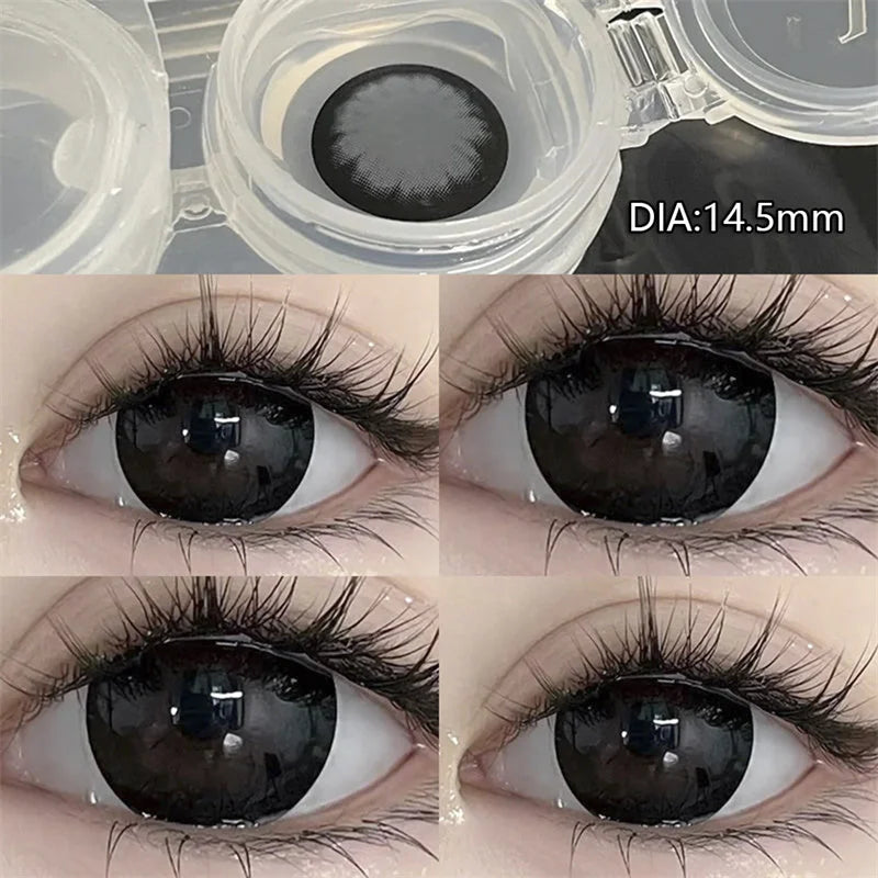 1 Pair High Quality Myopia Colored Contact Lenses Black Large Diameter Lenses Natural Soft Beauty Pupil New Fast Shipping