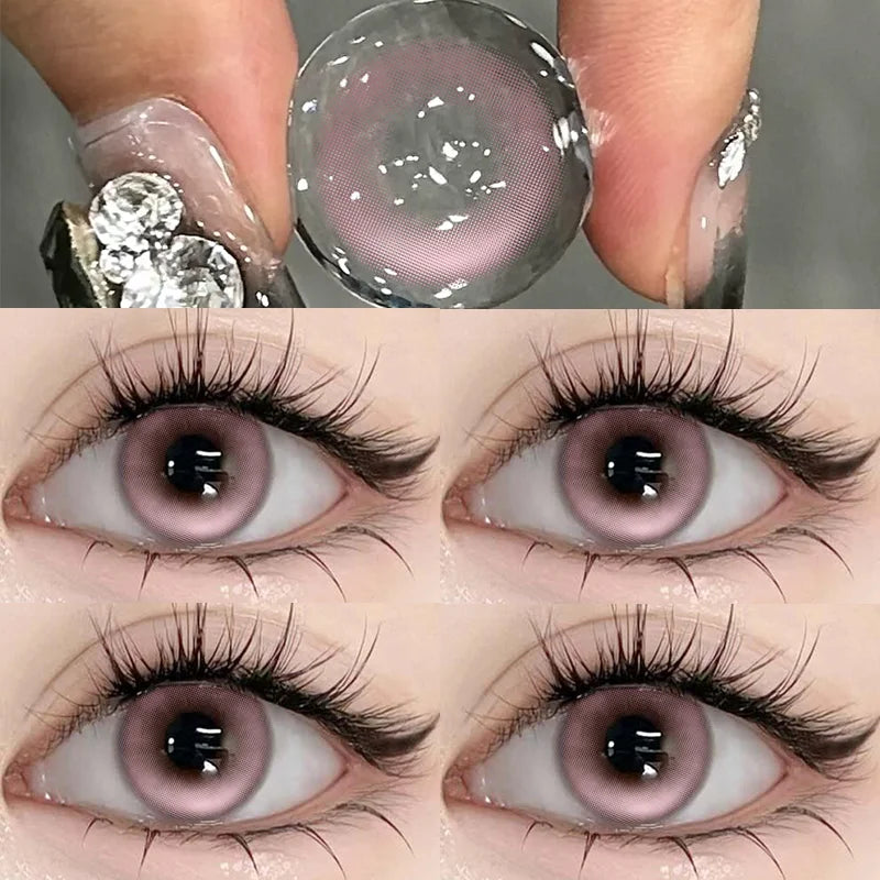 1Pair Color Contact Lenses with Myopia Green Lenses for Eye Gray Lenses Pink Contact Lenses Korean Lens Colorful Lens