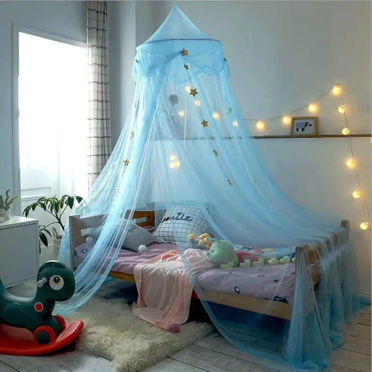No-Frame Installation European Style round Dreamy Star Dome Mosquito Net Children's Ceiling Mounted Bed Curtain Breathable Po...