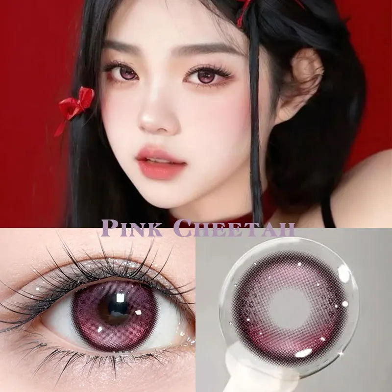 Colored Contact Lenses Halloween Anime, Cyber Pink Color Contacts, Power Foggy Red, 1 Year Korean Cosplay, 2Pcs