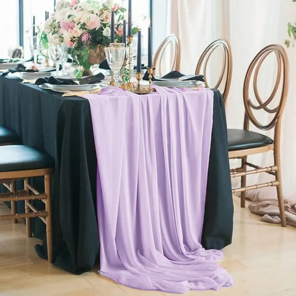 Beautiful Soft Chiffon Table Runner Tablecloth Wedding Bridal Party Home Decor Chair Sash Party Decoration Banquet Supplies 1pc