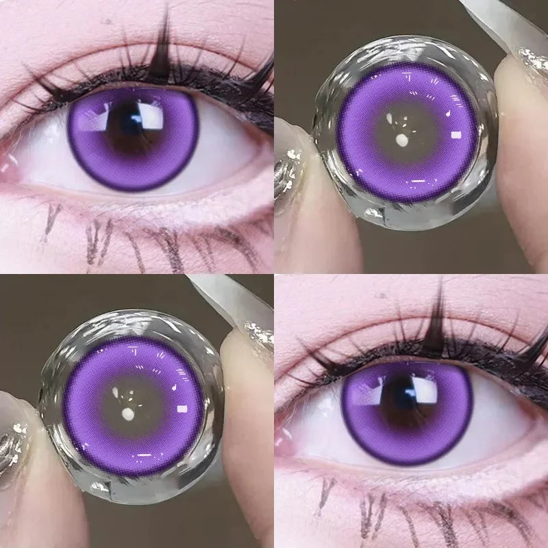 2pcs Color Contact Lenses Anime Golden Yellow Purple Pupil 6months Halloween Cute Eye Circle Lens 14.2mm