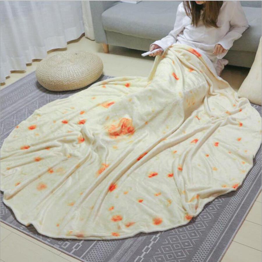 warm flannel corn tortilla pizza blanket  pita lavash fleece sofa plaid plush bedspreads winter throw blanket