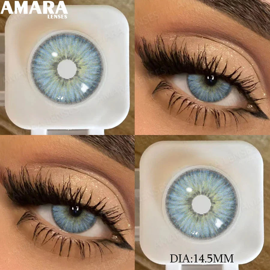 1 pair New Baby Blue Contact Lenses for Eyes Natural Brown Pupils Cosmetic Grey Lenses Green Lens Yearly Big Eyes 14.5mm