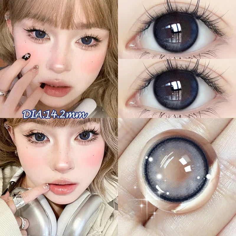 1Pair New Natural Eye Lenses Colored Contact Lenses for Eyes with Degree Myopia Lenses Fashionable Brown Beauty Pupil