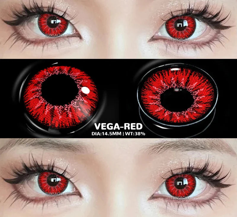 1Pair Halloween Colorful Contact Lenses Anime Cosplay Eye Lenses Multicolored Lens Black Red Mesh White Yearly Contacts