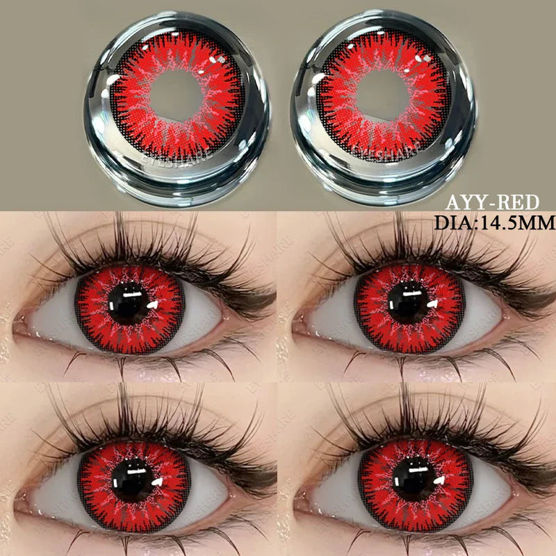 1 Pair Colored Contact Lenses Cosplay Colorful Contact Red Eyes Anime Contact Green Lenses Halloween Purple Contact