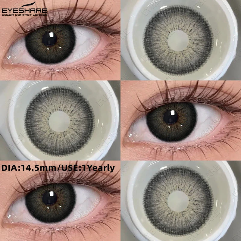 1 Pair Fashion Colored Contact Lenses Popular Natural Gray Brown Beauty Pupils Black Eyes Lens Yearly Blue Eyes Contact
