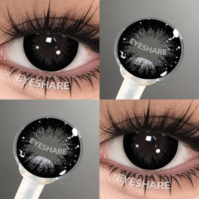 0~-6.00 Myopia Black Colored Contact Lenses with Prescription Brown Lenses with Degree Pupils Lens Fashion Yearly
