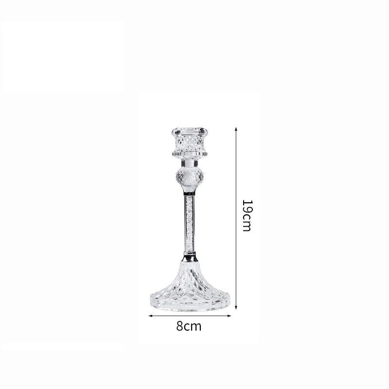 Glass Candle Holder Crystal Diamond Candle Holder 3Pcs Home Candlestick Creative Wedding Decor Crafts Desktop Ornaments Gifts